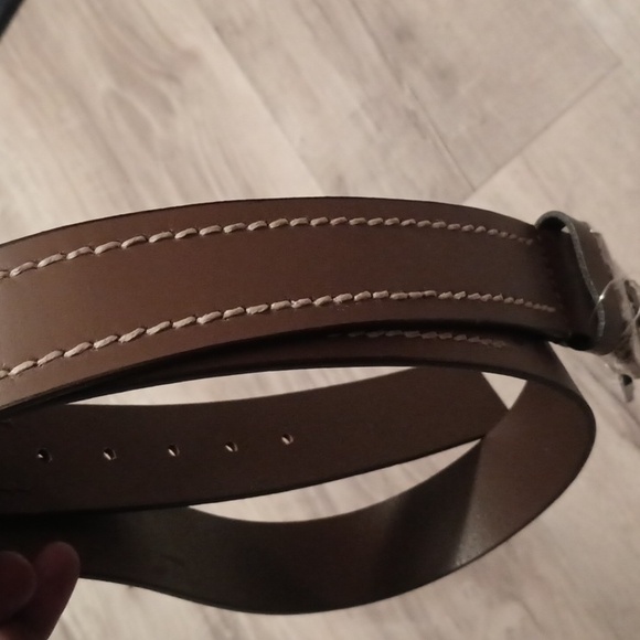 NWT True Religion Leather Belt Size 42 Mens Brown Embossed Logo Classic - Picture 4 of 5